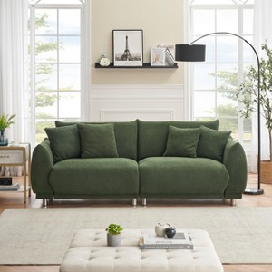 MYINDA 86.6'' Teddy Plush Modular Sectional Couch with Upholstered Arms Bread Sectional Sofa for Living Room Bedroom Office - 1 of 4