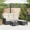 vidaXL 3 Piece Patio Sofa Set with Cushions L-shaped Couch Set Poly Rattan - Black and Cream - 2 of 4