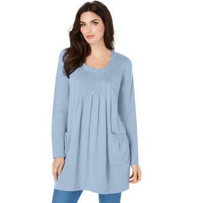 Roaman's Women's Plus Size Long Sleeve Two Pocket Soft Knit Tunic