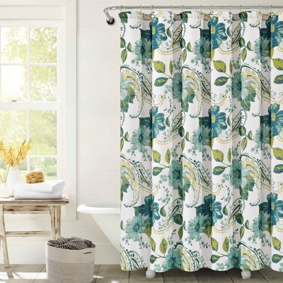 Navy and shop green shower curtain