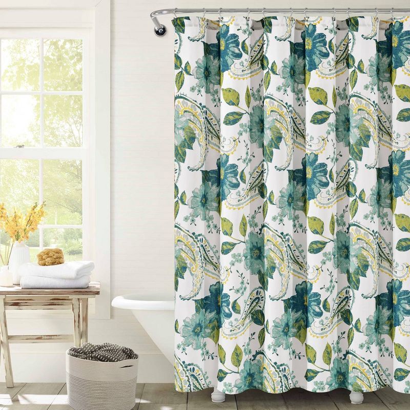 Floral Paisley Shower Curtain Blue - Lush D&#233;cor, 1 of 8