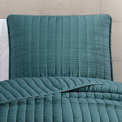 Teal Reversible Full Quilt Set with Shams