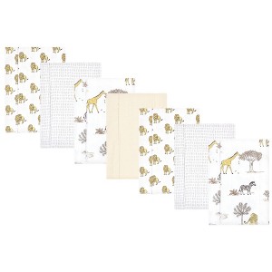 Hudson Baby Cotton Flannel Burp Cloths, Neutral Safari World 7-Pack, One Size - 1 of 4