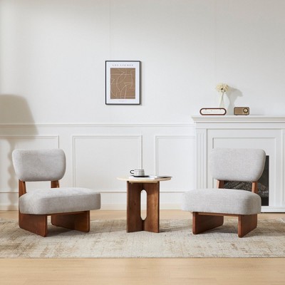 LOEHAVIT Armless Accent Chairs Set of 2 Small Modern Living Room Chairs Padded Seat Backrest Wooden Frame Minimalist Upholstered Bedroom Chair