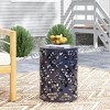 Lyngins Modern Iron Patio Side Table with Floral Cut Design, Cylindrical Outdoor End Table, Iron-cut Outdoor End Table for Patio - 3 of 4