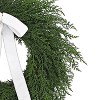 Puleo 22" Artificial PE Cypress Christmas Wreath with White and Silver Bow - 4 of 4