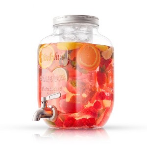 JoyJolt Glass Drink Dispenser, Ice Cylinder, & Fruit Infuser - 1 Gallon Drink Dispensers for Parties - 1 of 4
