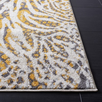 Beige and Gold Synthetic Rectangular 4' x 6' Area Rug