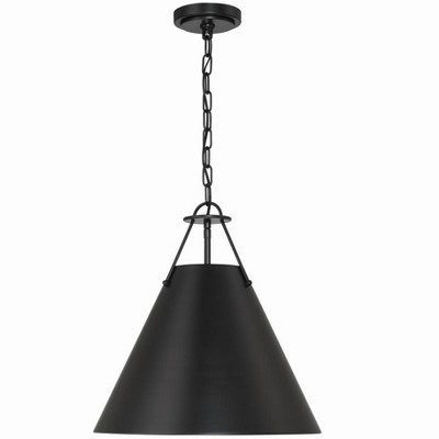 Xavier Matte Black Steel 3-Light Pendant with Conical Shade