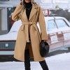 Coolmee Women's Peacoat Notched Lapel Collar Single Breasted Trench Coats Loose Casual Long Jacket Fall Winter Outerwear with Belt - 2 of 4