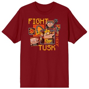 Minecraft Legends Fight Tusk Hoof Crew Neck Short Sleeve Cardinal Men's T-shirt - 1 of 2