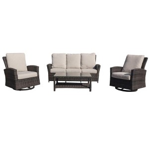 Courtyard Casual Cheshire 4 pc Sofa and Swivel Glider Set  Includes: One Recline Sofa, One Coffee Table and Two Swivel Gliders - 1 of 4