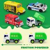 Joyfy 4 Pcs 7" Vehicle Toy Set, Car Toys Including Police Car, School Bus, Garbage Truck, Ambulance, Birthday Gifts Toys for Boys 2 3 4 5 6 Years - 2 of 4