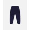 Deux par Deux Boy French Terry Sweatpants with Side Pockets Navy Blue - 3 of 4