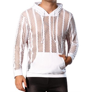 Lars Amadeus Men's Long Sleeves See Through Striped Hoodie Pullover Shirts - 1 of 4