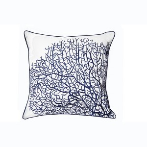 RightSide Designs Fan Coral Navy and White Indoor/Outdoor Throw Pillow - 1 of 4