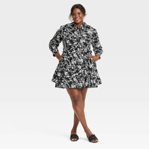 Women's Long Sleeve Mini Shirtdress - A New Day™ - 1 of 3