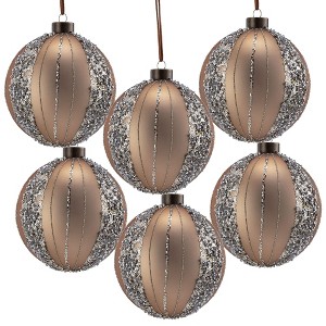 TopComfy Decorative Object Glass Christmas Ball Ornaments Set of 6 for Holiday Tree Decor, Gold, 3.9"*3.9"*3.9" - 1 of 4