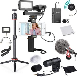 Movo V8 Huge Vlogging Kit for iPhone with Tripod, Grip, Microphones, LED Lights, and Wireless Remote - 1 of 4
