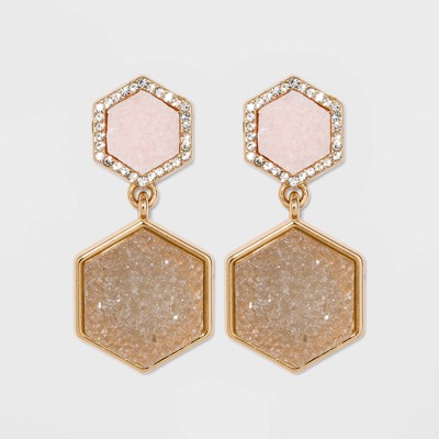  SUGARFIX by BaubleBar Geometric Druzy Drop Earrings - Blush Pink 