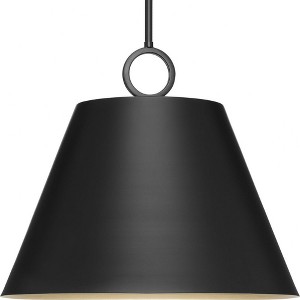Progress Lighting Parkhurst 3-Light Dome Metal Pendant, Matte Black, Gold Interior, Ideal for New Traditional, Modern Farmhouse, Transitional - 1 of 1