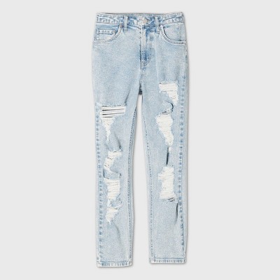 light wash distressed mom jeans