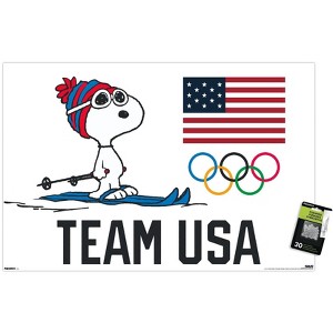 Trends International Team USA x Peanuts – Snoopy Cross-Country Skis Unframed Wall Poster Prints - 1 of 4