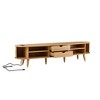 Polibi Mid-Century Modern Wooden Oval Fluted TV Stand with Charging Station - 4 of 4