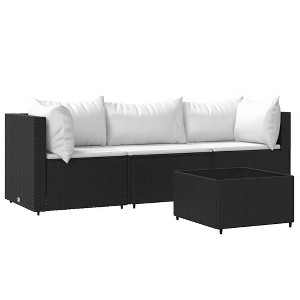 vidaXL Patio Lounge Set Black and White - 1 of 4