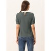 INSPIRE CHIC Women's Vintage Peter Pan Collar Contrast Puff Short Sleeve Blouse - 4 of 4