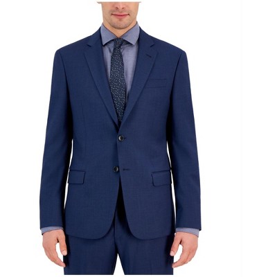 Armani Mens Solid Slim Fit Two Button Blazer Jacket, Blue, 38 Regular