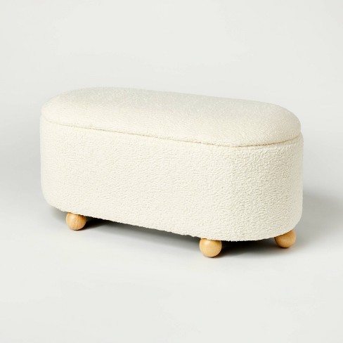 Havenstone Pill Shaped Storage Bench Cream Boucle Threshold