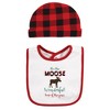 Hudson Baby Unisex Baby Cotton Bib and Headband or Caps Set, Moose Wonderful Time, One Size - 3 of 4