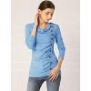 Allegra K Women's Cowl Neck Long Sleeves Buttons Decor Solid Ruched Top - 3 of 4