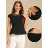 INSPIRE CHIC Women's Peplum Hem Round Neck Cap Sleeve Business Elegant Plain Tops - 2 of 4