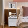 YIYIBYUS Modern Nightstand with 2 Drawers and Storage Shelf (White) Bedside Table - 2 of 4
