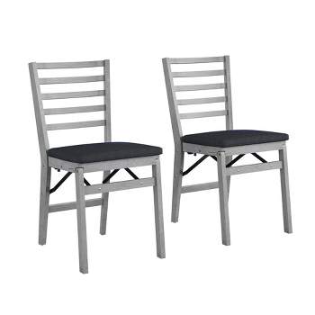 Cosco 2pk Contoured Back Wood Folding Chairs with Fabric Seat Gray Wash