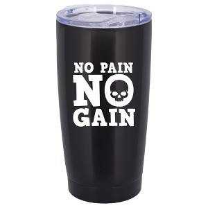 100 North 20 Ounce Stainless Steel On the Go Travel Tumbler With Push Top Lid, No Pain No Gain Black - 1 of 4