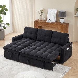 MAYEERTY 78.75 Inch Reclining Sofa Pull Out Sofa Bed USB Type C Ports L Shaped Sectional Reclining Storage Arm Organizer Pocket Living Room - 1 of 4