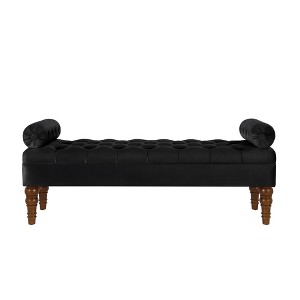 TiramisuBest Velvet Tufted Bedroom Bench, Upholstered Long Window Bench with Bolster, Entryway Bench for Living Room, Violet - 1 of 4