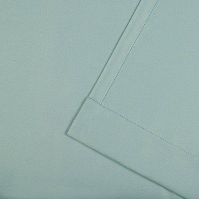 Spa Blue Polyester Light-Filtering Grommet Curtain Panels, Set of 2