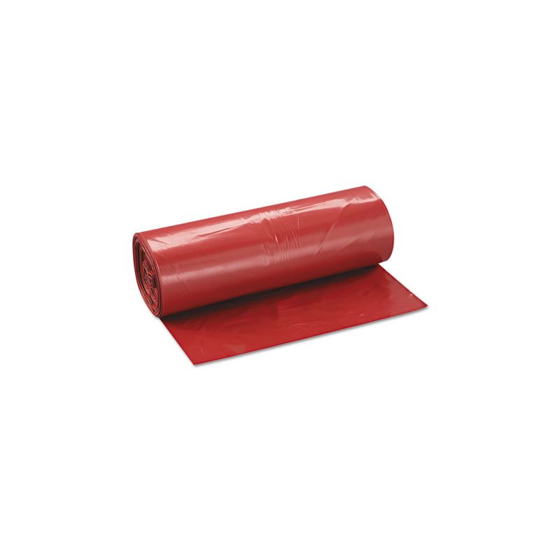 Inteplast Group Biohazard Low-Density Commercial Can Liners, Coreless Interleaved Roll, 4 gal, 1.3 mil, 40" x 46", Red, 20/Roll, 5 Rolls/CT, 4 of 5