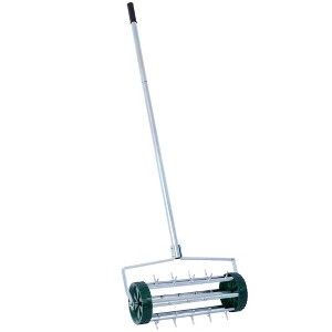 Spike Lawn Aerator, Heavy Duty Rolling Lawn Aerator, Garden Yard Rotary Push Lawn Aeration with Steel Handle - 1 of 4
