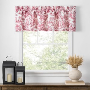 Ellis Curtain Victoria Park Toile Water Proof Room Darkening Blackout Tailored Window Valance - 70 x 12, Red - 1 of 4