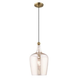 Livex Lighting Art Glass 1 - Light Pendant in  Antique Brass - 1 of 4
