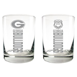 NCAA Georgia Bulldogs 2pk Glass Rocks Set - 1 of 3