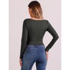 Allegra K Women's Square Neck Crop Top Casual Ruched Long Sleeve T Shirt - 3 of 4
