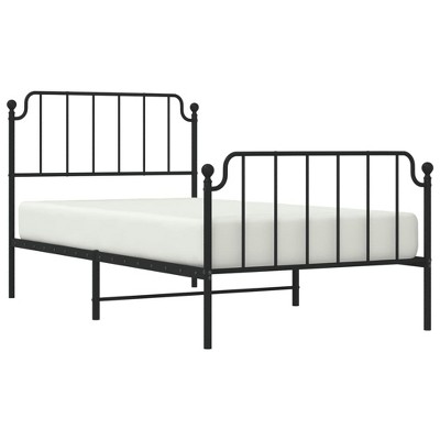 vidaXL Black Steel Bed Frame with Headboard and Footboard, Robust Metal Construction