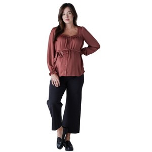 Ingrid & Isabel Maternity Belted Button Front Blouse - 1 of 4