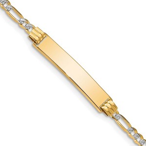 Black Bow Jewelry 14k Yellow Gold and Rhodium Pave Figaro I.D. Bracelet 7 Inch - 1 of 4